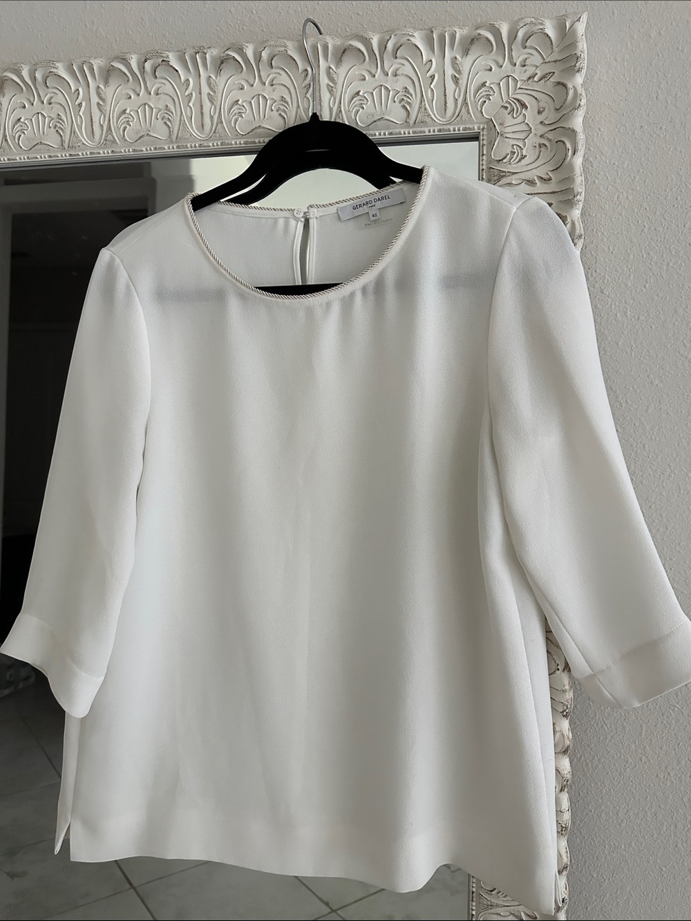 Gerard Darel White 3/4 Sleeve Top Size 40